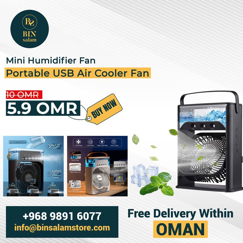 Mini humidifier fan portable USB air cooler fan